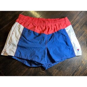 Vintage Jantzen Mens Swim Trunks Colorblock Red White Blue Made in USA Size 38